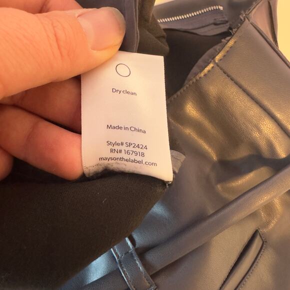 NWT Mayson The Label Vegan Leather Pleat Front Taper Pants Size 0 Periscope - Picture 8 of 13